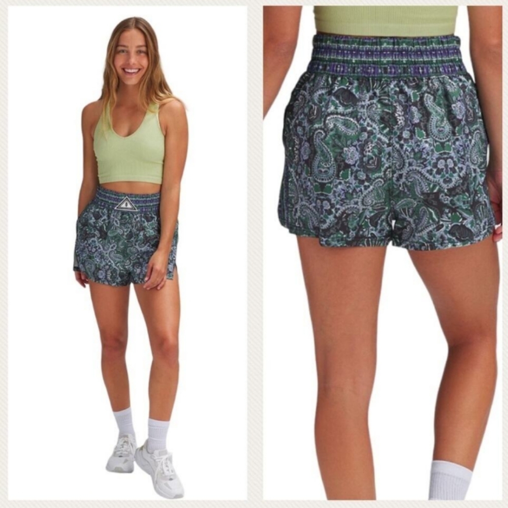 Fp Free People Movement Paisley Printed Next Round Shorts extra Small - Picture 7 of 8